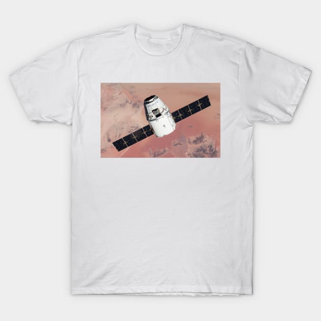 SpaceX Cargo Dragon Approaching the ISS T-Shirt by LizzyizzyDesign